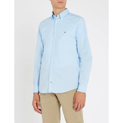 Shop Tommy Hilfiger Slim-fit Stretch-cotton Shirt In Shirt Blue