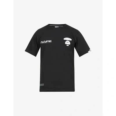 Shop Aape Mens Black Illusion Graphic-print Cotton-jersey T-shirt M