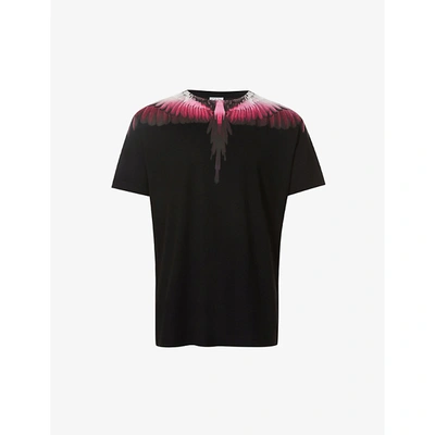 Shop Marcelo Burlon County Of Milan Mens Fuchsia Wings Graphic-print Cotton-jersey T-shirt Xs