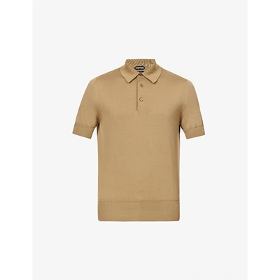 Shop Tom Ford Short-sleeved Loose-fit Cotton-knit Polo Shirt