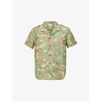 Shop Saint Laurent Camouflage-print Cotton-blend Shirt