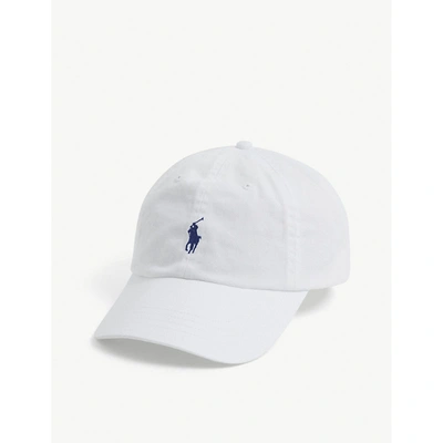 Shop Polo Ralph Lauren Men's White Marlin Blue Pony Logo-embroidered Cotton Chino Ball Cap