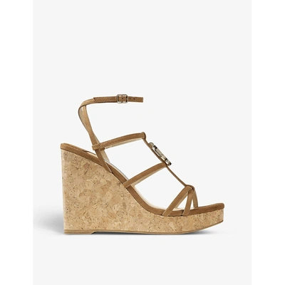 Shop Jimmy Choo Women's Cuoio Jc Wedge 110 Suede Wedged Sandals