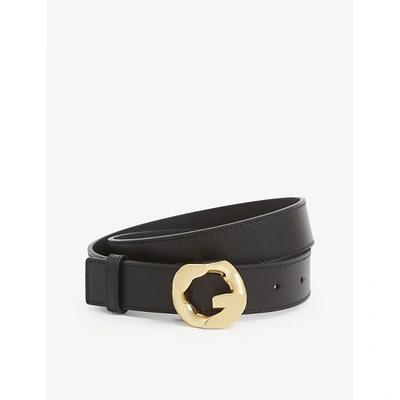 Shop Givenchy Womens Black/gold G-chain Slim Leather Belt 24