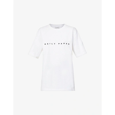Shop Daily Paper Alias Logo-embroidered Cotton-jersey T-shirt In White