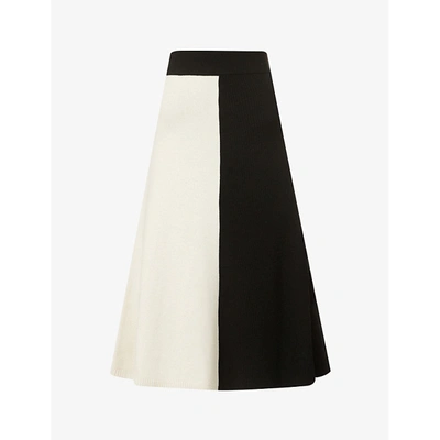 Shop Joseph Two-tone High-waist Wool Midi Skirt