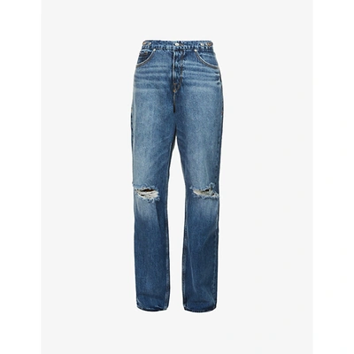 Shop Good American Womens Blue696 Good 90s Straight-leg High-rise Denim Jeans 8