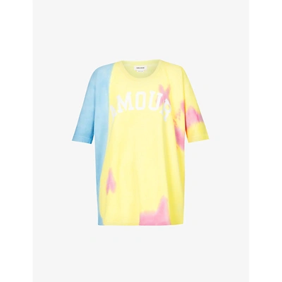 Shop Zadig & Voltaire Womens Multicolor Portland Tie-dye Cotton-blend T-shirt L