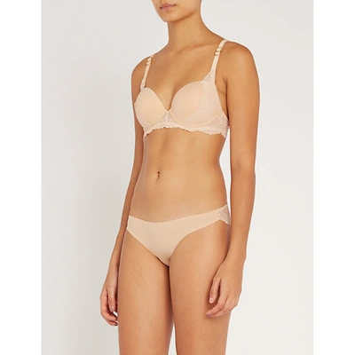 Shop Stella Mccartney Stretch-jersey And Lace Plunge Bra