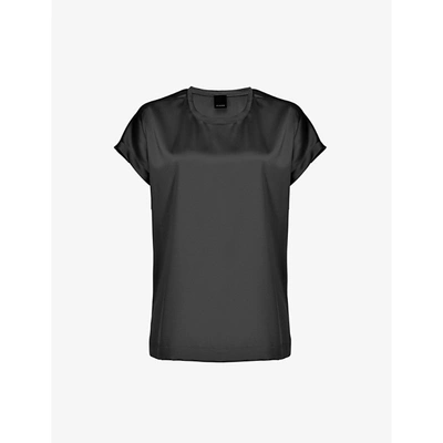 Shop Pinko Womens Black Farisa Silk-blend T-shirt 8