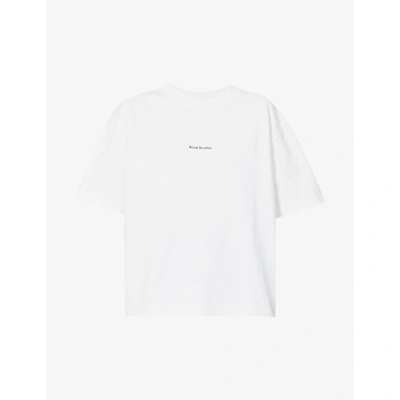 Shop Acne Studios Women's Optic White Edie Logo-print Cotton-jersey T-shirt