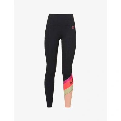 Shop P.e Nation Womens Black Box Out Recycled Nylon And Recycled Polyester-blend Leggings Xs