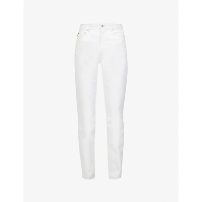 Shop Ganni Womens Bright White Classic Straight-leg High-rise Jeans 29