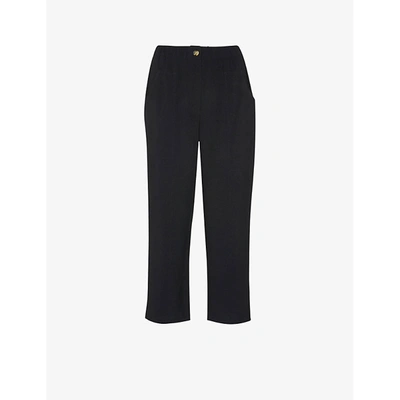 Shop Whistles Womens Black Easy Cropped High-rise Woven Trousers 16