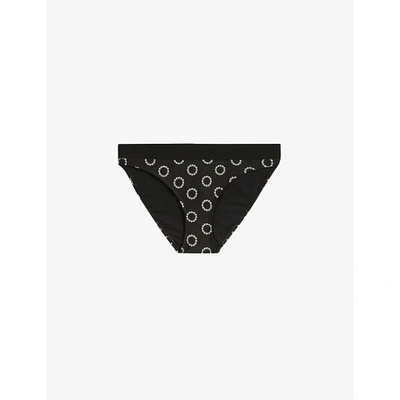 Shop Ted Baker Womens Black Mellina Graphic-print Mid-rise Bikini Bottoms 10
