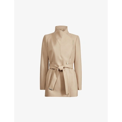 Shop Ted Baker Womens Camel Rytaa Wrap Wool-blend Coat