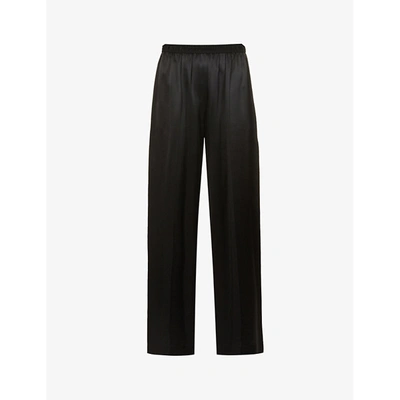 Shop Joseph Taffy Wide-leg Silk Trousers In Black
