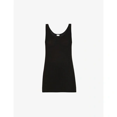 Shop Saint Laurent Womens Noir Scoop-neck Jersey Tank Top L