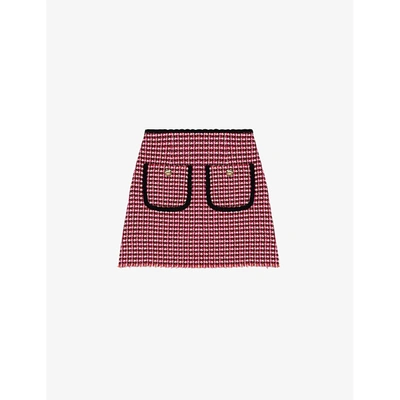 Shop Maje Womens Fuchsia Jenalt High-waisted Woven Mini Skirt 6