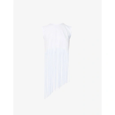 Shop No Pise La Grama Womens White Caracas Fringe-hem Cotton-jersey Top Xs