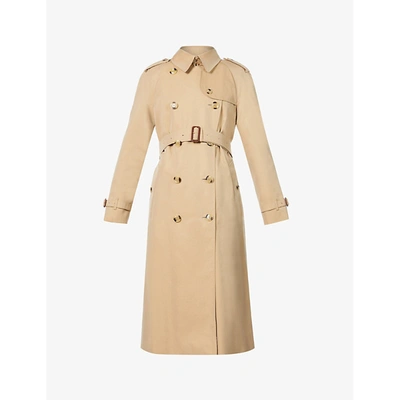 Shop Burberry Womens Honey Waterloo Double-breasted Cotton Trench Coat 8