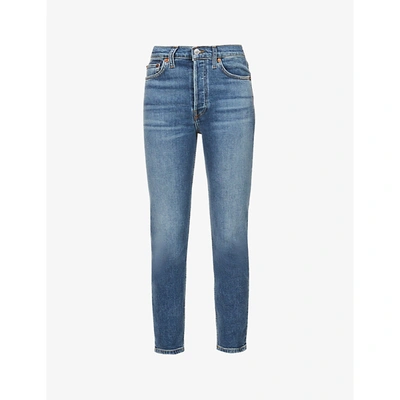 Shop Re/done 90s Skinny Straight-leg High-rise Jeans In Mid 70s