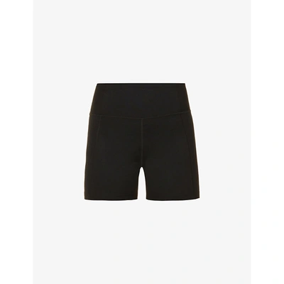 Shop Girlfriend Collective High-rise Stretch-jersey Recycled Polyester-blend Cycling Shorts In Black