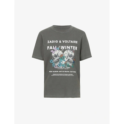 Shop Zadig & Voltaire Womens Carbone Bella Graphic-print Cotton-jersey T-shirt L