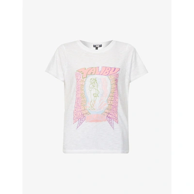 Shop Paige Womens White Ellison Malibu-print Cotton-blend T-shirt M
