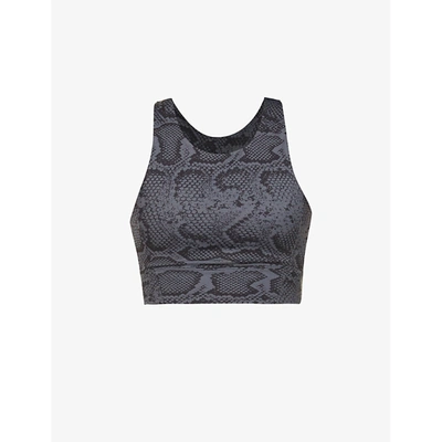 Shop All Fenix Womens Charcoal Python-print Stretch-jersey Sports Bra Xs