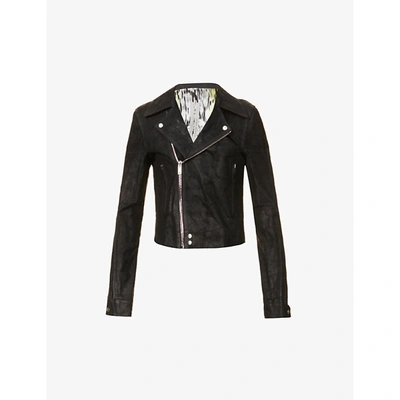 Shop Rick Owens Womens Black Dracubiker Leather Jacket 14