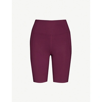Shop Girlfriend Collective High-rise Stretch-recycled Polyester Shorts In Plum