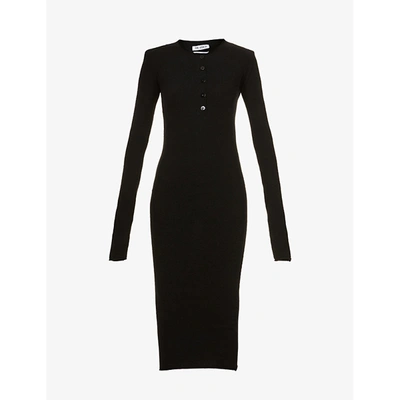 Shop Attico Womens Black Open-back Wool-blend Midi Dress 6
