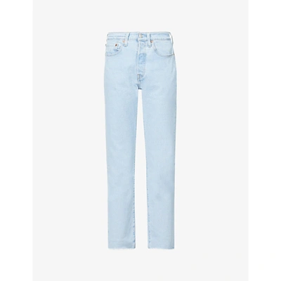 Shop Levi's 501 Cropped Straight-leg High-rise Jeans In Samba Goal