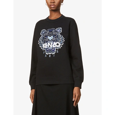 Shop Kenzo Icon Classic Tiger-print Cotton-jersey Sweatshirt In Black