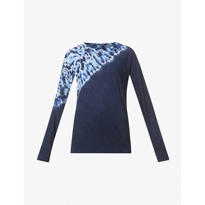 Shop Proenza Schouler Womens Blue T Dye Tie-dye Cotton-jersey Top M