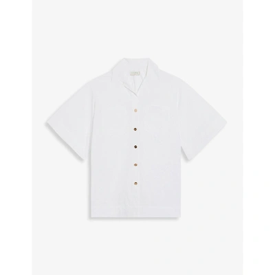 Shop Sandro Womens White Abby Over-sized Organic-cotton Shirt 6