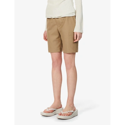 Shop Andersson Bell Diego Straight-leg High-rise Wool-blend Shorts