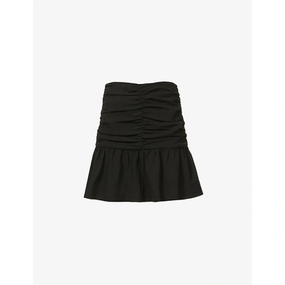 Shop Ganni Womens Black High-waist Recycled Polyester-blend Mini Skirt 8