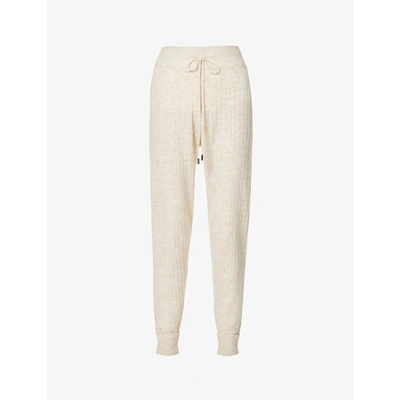 Shop Free People Womens Cream Around The Clock Tapered High-rise Knitted Trousers L