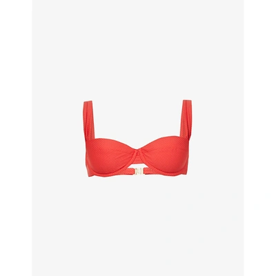 Shop Heidi Klein Womens Red Numana Structured Bikini Top M