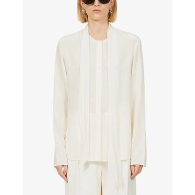 Shop Joseph Branca Silk-crepe Blouse In Off White