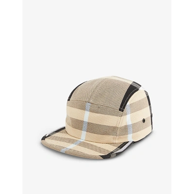 Shop Burberry Womens Dusty Sand Checked Cotton-canvas Cap S