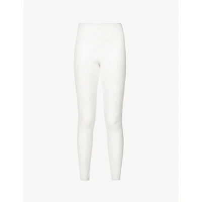 Shop Commando Fitted High-rise Faux-leather Leggings In White