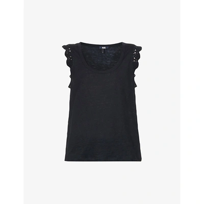 Shop Paige Chrissy Semi-sheer Linen-knit Top In Black