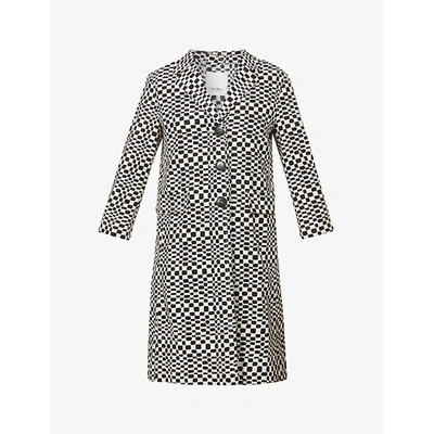 Shop Max Mara Etere Geometric-print Stretch-cotton Coat