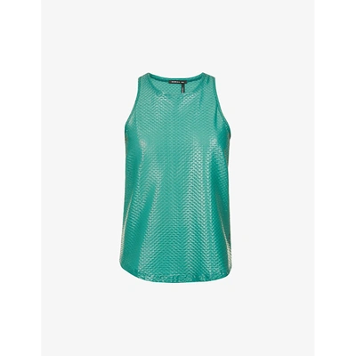 Shop Koral Womens Duffle Green Aerate Sleeveless Stretch-mesh Top M