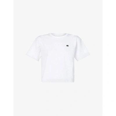 Shop Helmut Lang Womens White Brand-print Cotton-jersey T-shirt Xs