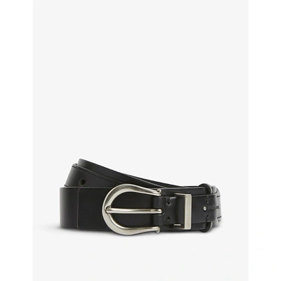 Shop Allsaints Womens Black Evelyn Leather Belt L