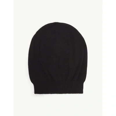 Shop Rick Owens Womens Black Ribbed-trim Cashmere Beanie Hat 1 Size
